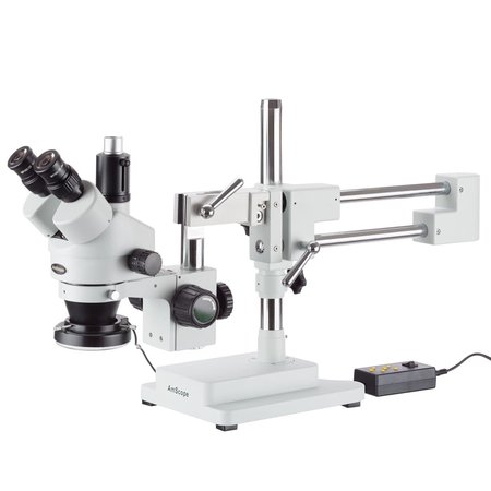 AMSCOPE 3.5X-90X Trinocular Stereo Microscope With 4-Zone 144-LED Ring Light SM-4TZ-144A